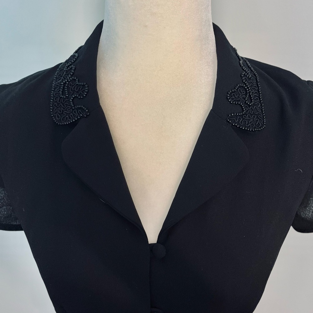 laundry by shelli segal dress Black Button Front Ankle Length 4 Vtg